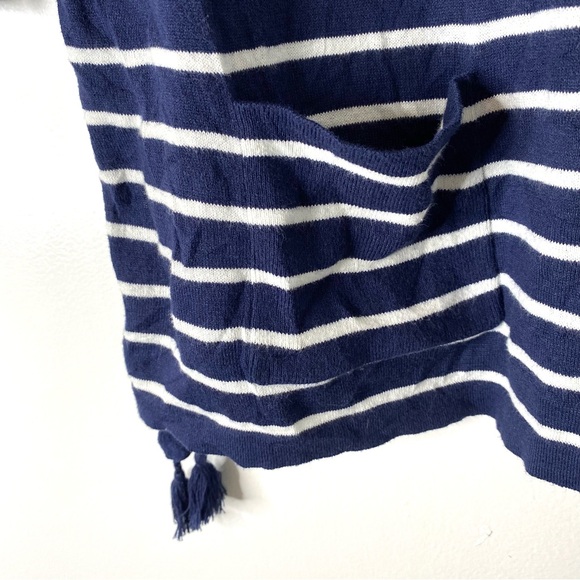 Lilly Pulitzer Navy White Stripe Tassel Side Knit Pullover - Picture 4 of 9